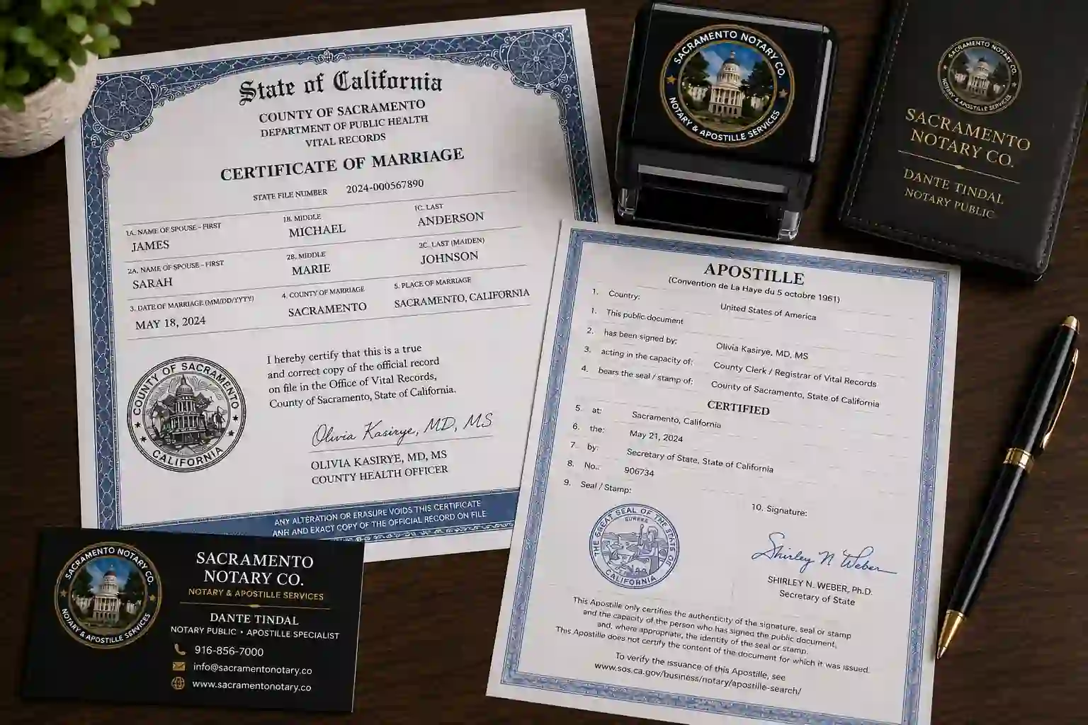 Marriage certificate apostille Sacramento — same-day hand-carry to California Secretary of State