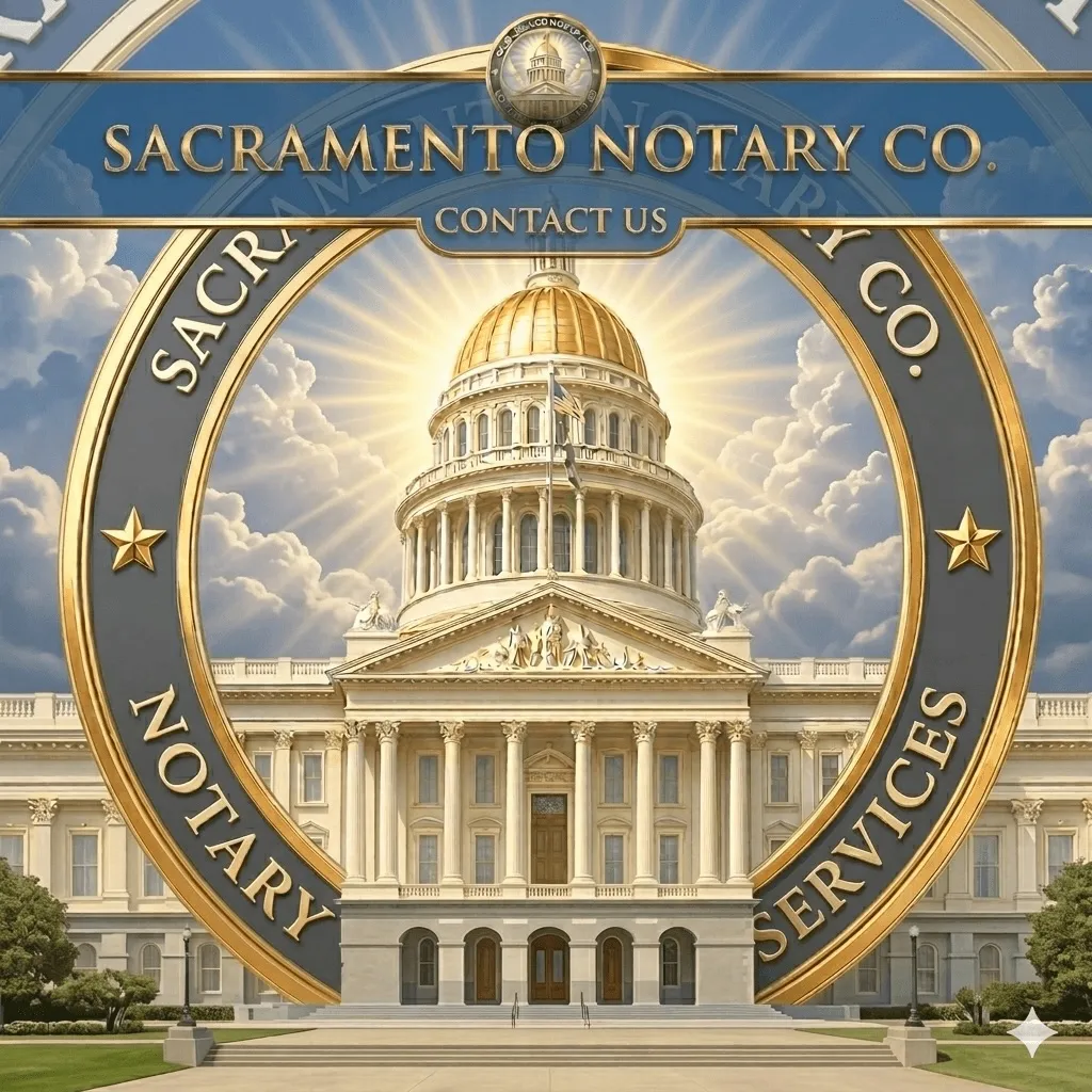 Contact Sacramento mobile notary — phone, email, and service-area details for Sacramento Notary Co at (916) 856-7000