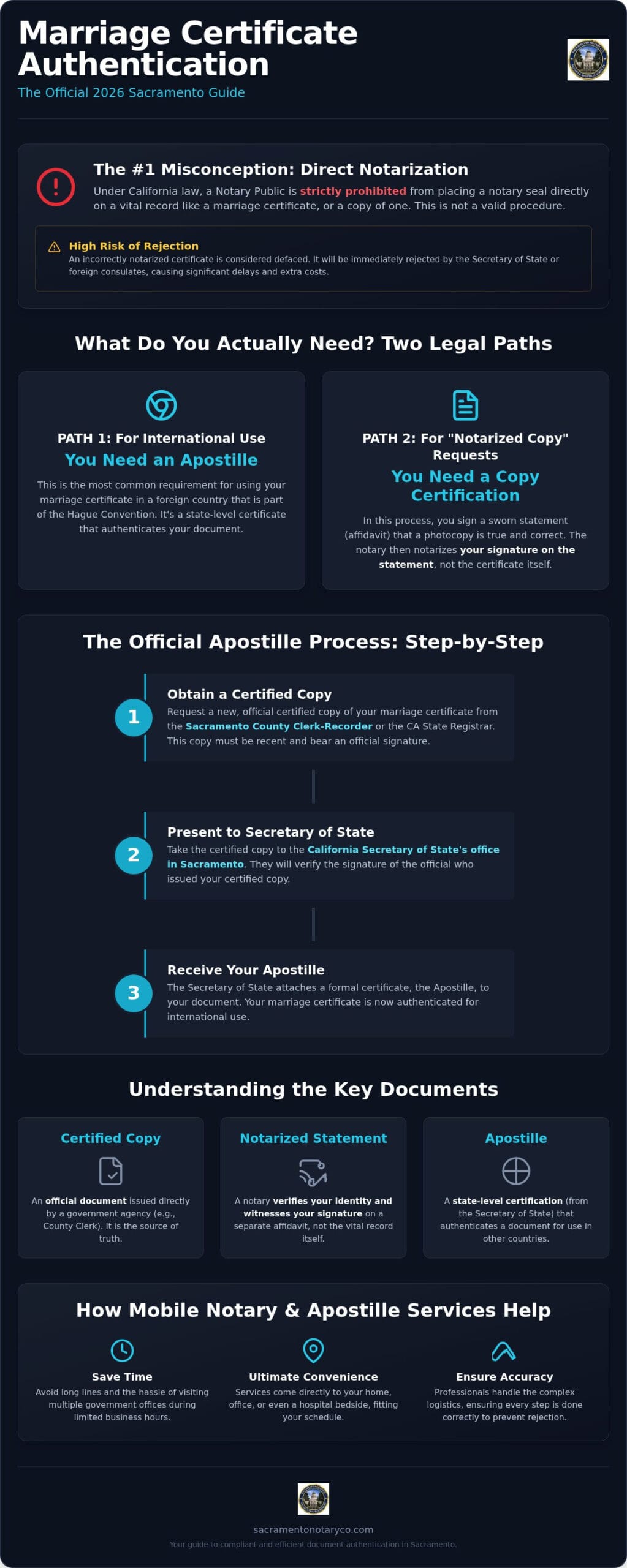 Marriage Certificate Notarization Sacramento: 2026 Guide to Authentication